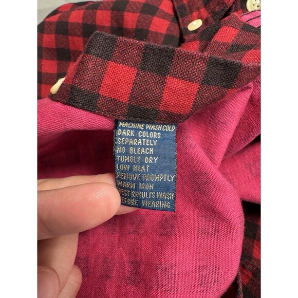 Chaps Ralph Lauren Flannel Ski Pass Shirt Mens Medium Red Black Plaid Vintage - Picture 6 of 9